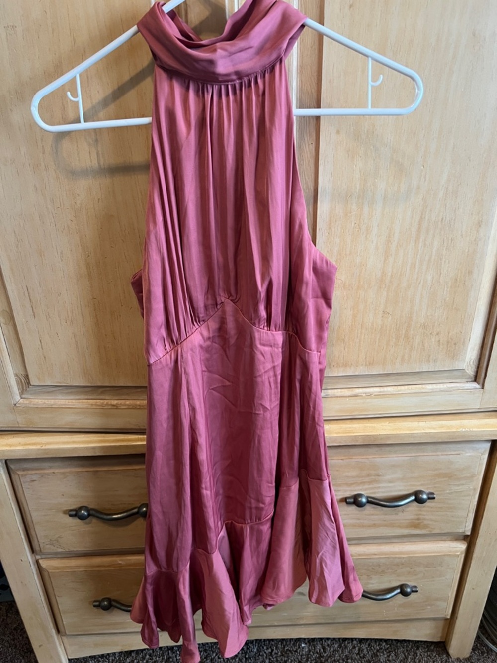 Hello Molly Asymmetrical Rose Pink Halter Dress